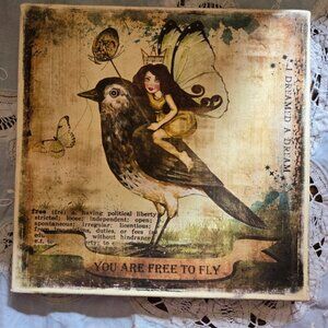 Whimsical Fairy and Bird Art Print by The Land Of Elsewhere Made in the USA-TIA